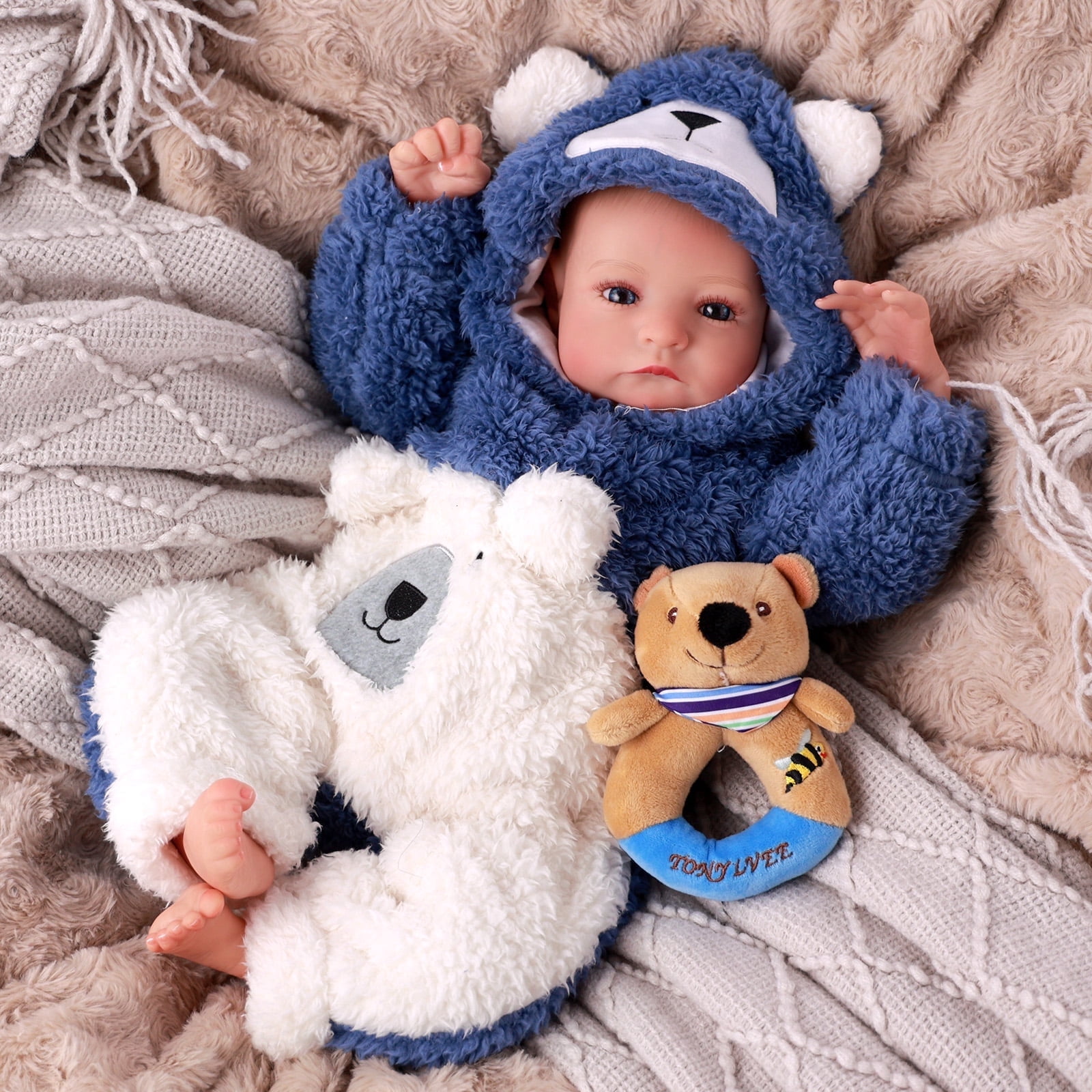 RSG 20 Inch Lifelike Reborn Baby Dolls，Handmade Lifelike Baby Doll Cloth Soft Body Realistic- Silicone Baby Doll with Toy and Gift Box for Kids