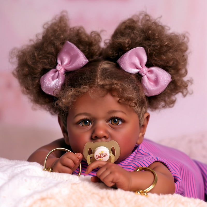RSG 20 Inch Reborn baby dolls Newborn baby Girl Doll American African black doll with Accessories Gift Box for Kids 3+