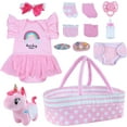 RSG 8 Pcs Reborn Baby Doll Clothes, Reborn Baby Doll Accessories Pink