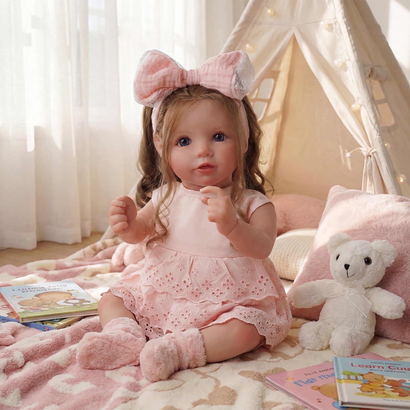 RSG Lifelike Reborn Baby Dolls - 20 Inch Baby Dolls Blond Girl Handmade Real Life Baby Dolls with Clothes for Kids Age 3+