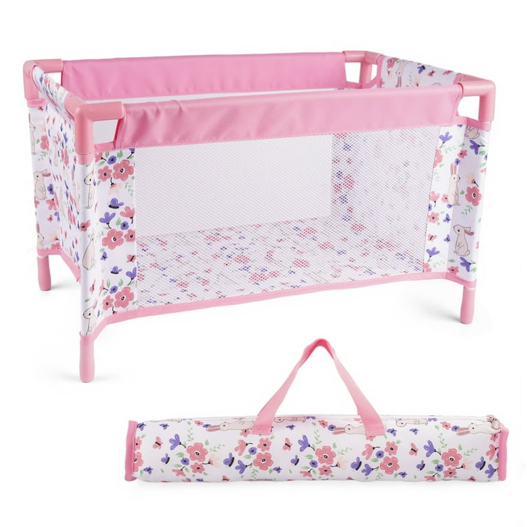 RSG Reborn Baby Dolls Crib, Foldable Babys Doll Bed for 17-20 Inch