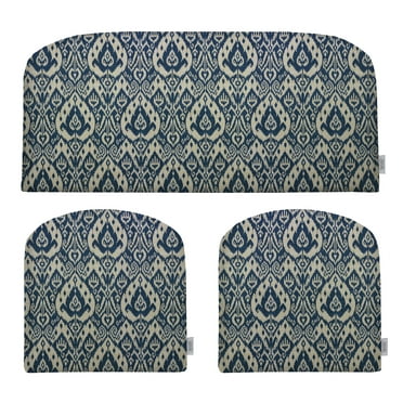 RSH Décor Indoor Outdoor 3 Piece Foam Wicker Cushion Set, Standard, Ashmore Marine Blue