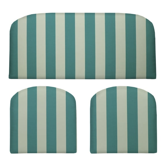 RSH Décor Indoor Outdoor 3 Piece Foam Wicker Cushion Set, Standard, Cancun & White Stripe