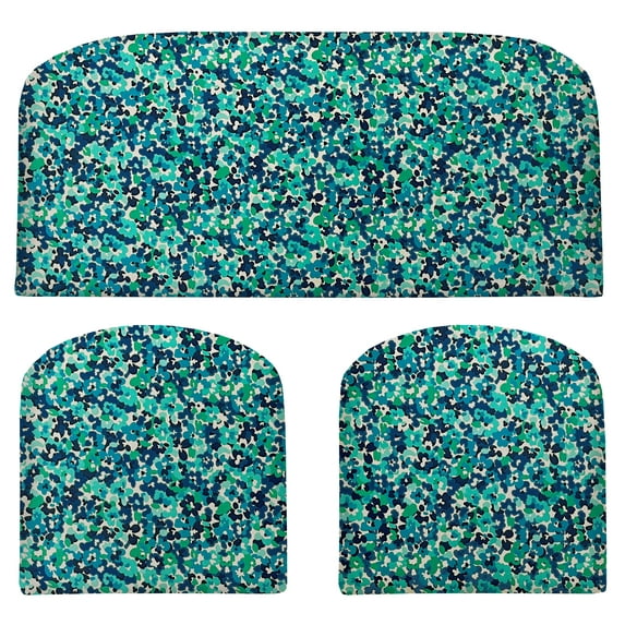 RSH Décor Indoor Outdoor 3 Piece Foam Wicker Cushion Set, Standard, Cranston Capri Blue Floral