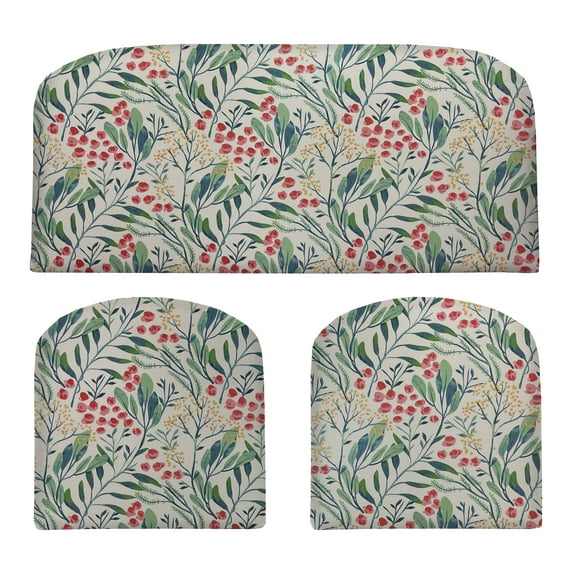 RSH Décor Indoor Outdoor 3 Piece Foam Wicker Cushion Set, Standard, Gould Multi Green Floral