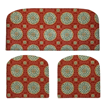 RSH Décor Indoor Outdoor 3 Piece Foam Wicker Loveseat and Chair Seat Cushion Set, Standard, Watermelon Sundial