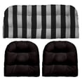 thumbnail image 1 of RSH Décor Indoor Outdoor 3 Piece Tufted Wicker Cushion Set, Standard, Black & White Stripe + Black, 1 of 7