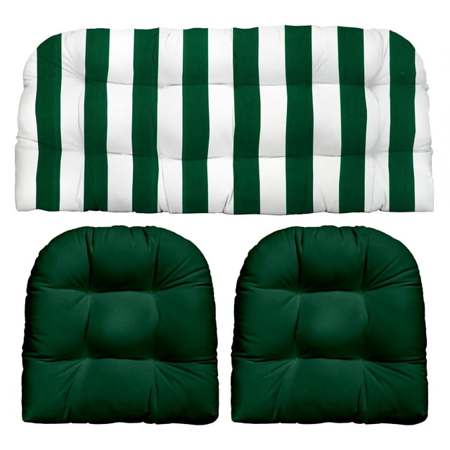 RSH Décor Indoor Outdoor 3 Piece Tufted Wicker Cushion Set, Standard