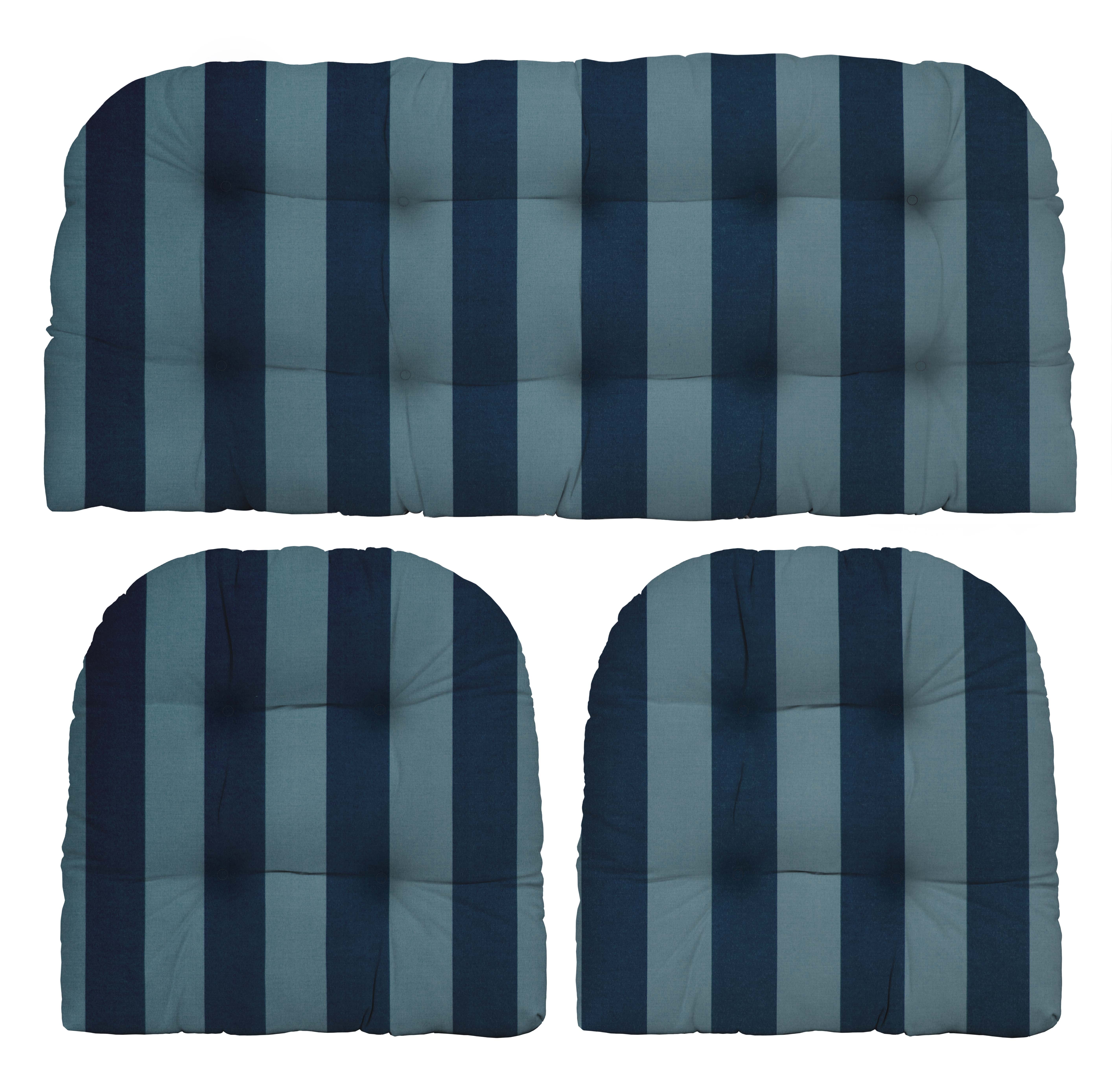 RSH Décor Indoor Outdoor 3 Piece Tufted Wicker Cushion Set, Standard, Preview Capri