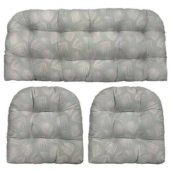 RSH Décor Indoor Outdoor 3 Piece Tufted Wicker Cushion Set, Standard, Shade Belmont Blue