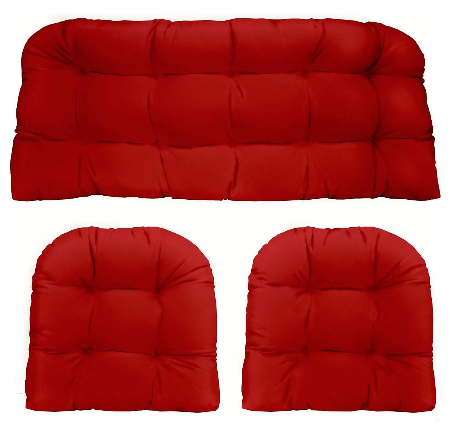 RSH Décor Indoor Outdoor 3 Piece Tufted Wicker Settee Cushions 1