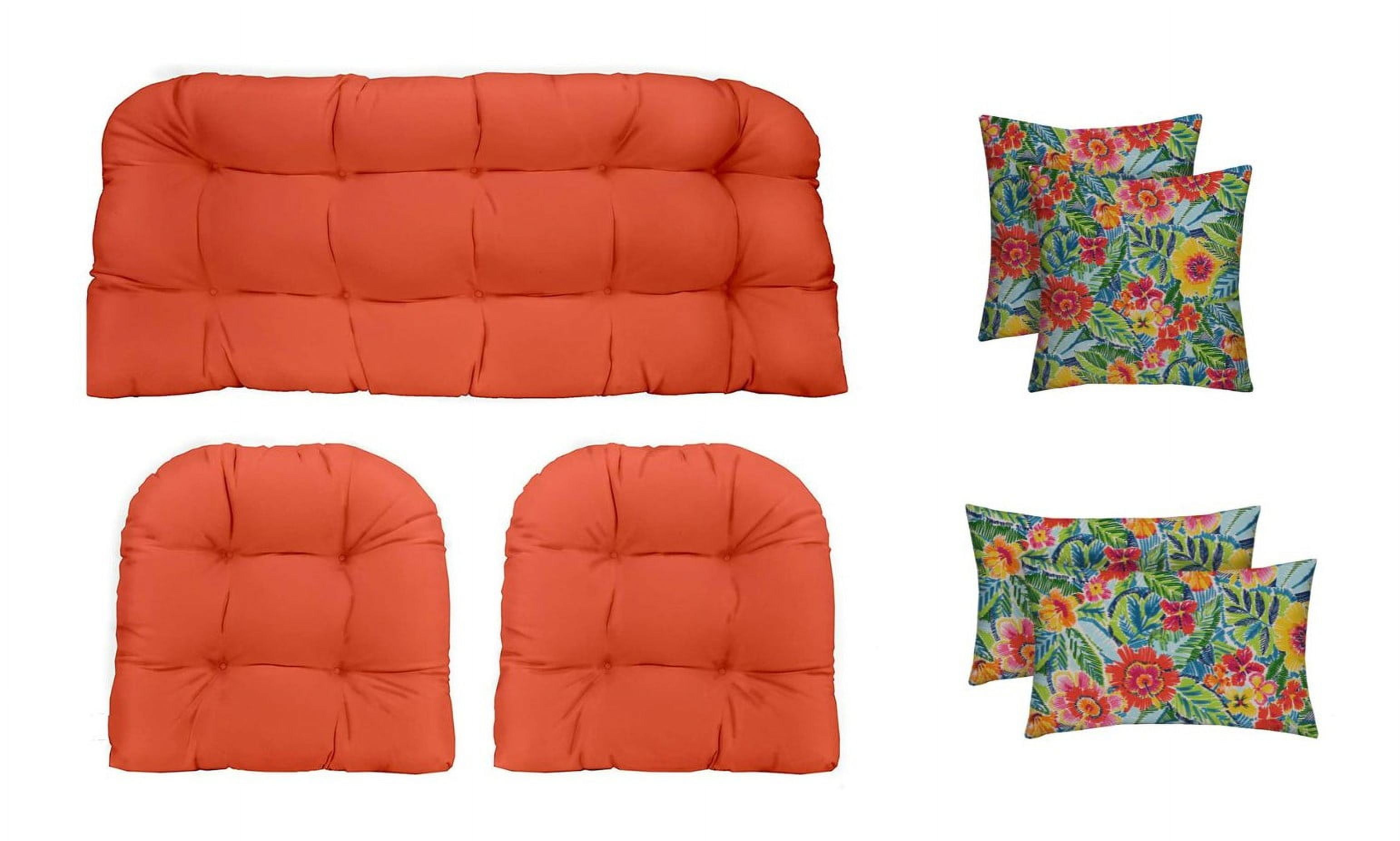 RSH Décor Indoor Outdoor 7 Piece Tufted Wicker Cushion Set + Pillows