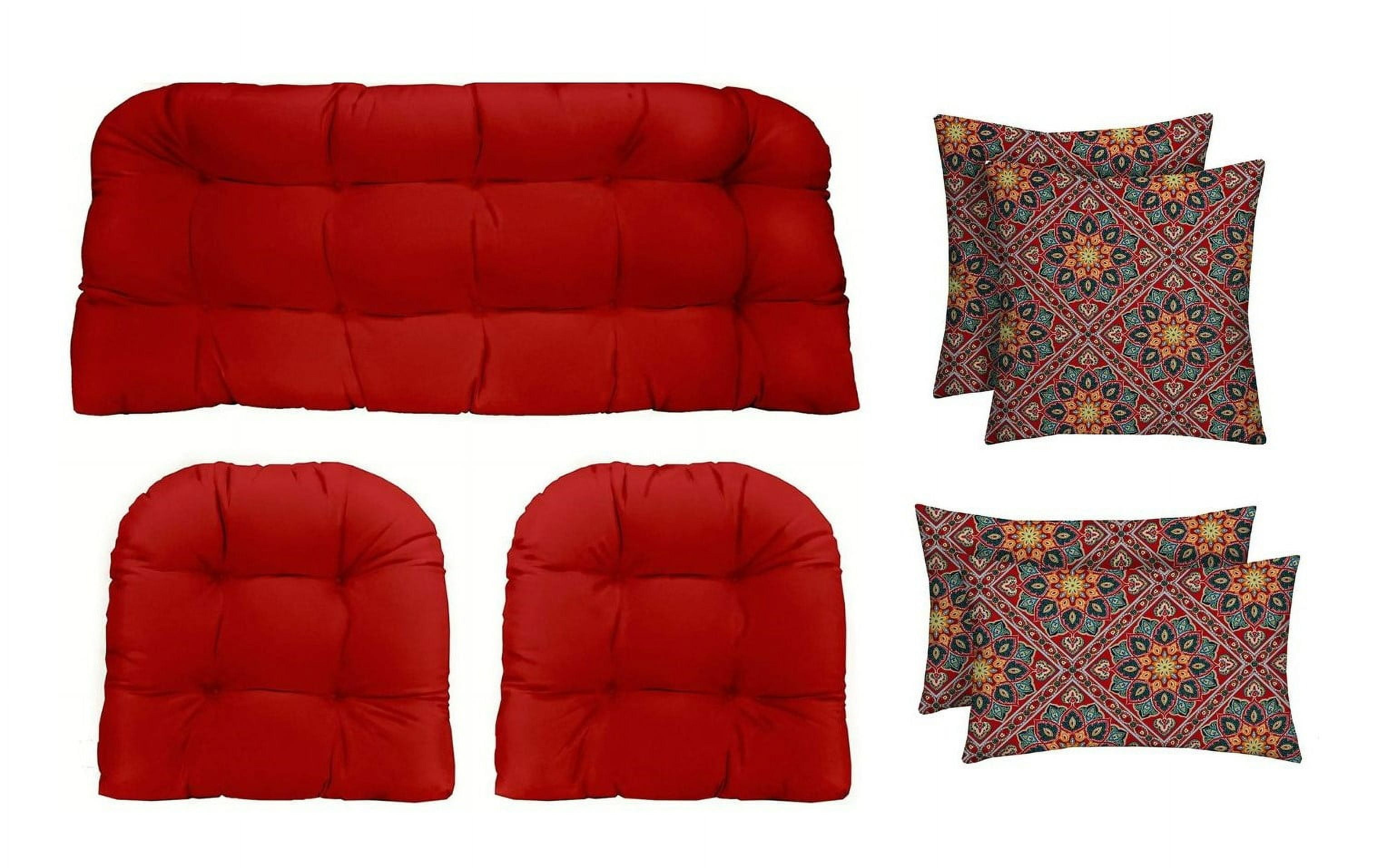 RSH Décor Indoor Outdoor 7 Piece Tufted Wicker Cushion Set + Pillows