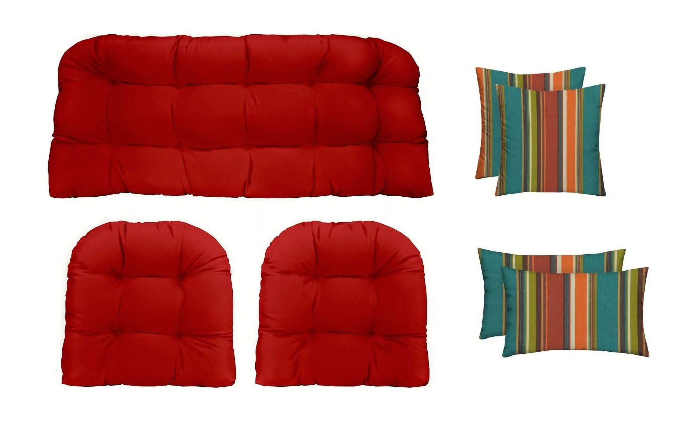 RSH Décor Indoor Outdoor 7 Piece Tufted Wicker Cushion Set + Pillows