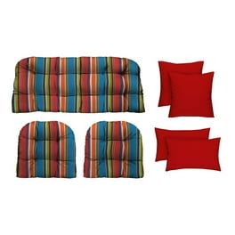 RSH Decor Indoor Outdoor 7 Piece Tufted Wicker Cushion Set Pillows Standard Navy Blue Daelyn Navy Walmart