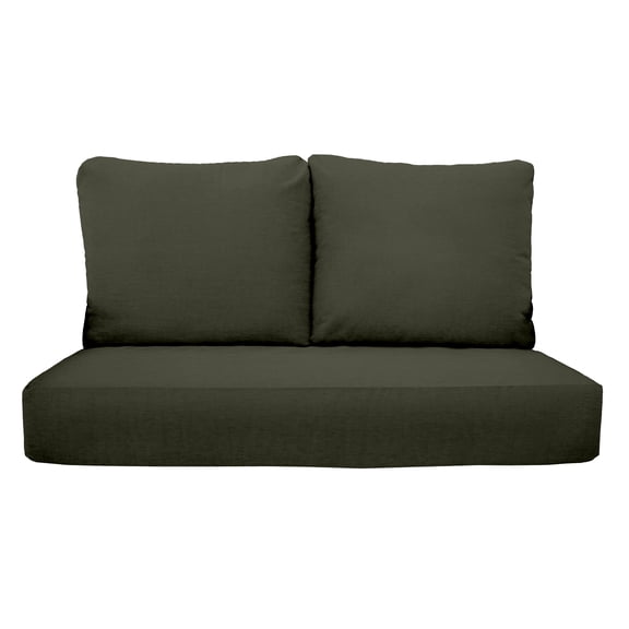RSH Décor Indoor Outdoor Deep Seating Loveseat Cushion Set, 1- 46” x 26” x 5” Seat and 2- 25” x 21” Backs, Grey