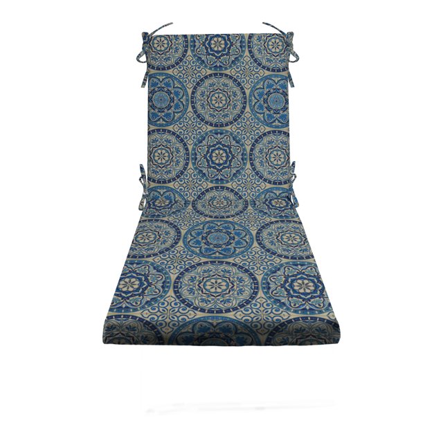 RSH Décor Indoor Outdoor Foam Chaise Lounge Chair Cushion, Blue Wheel