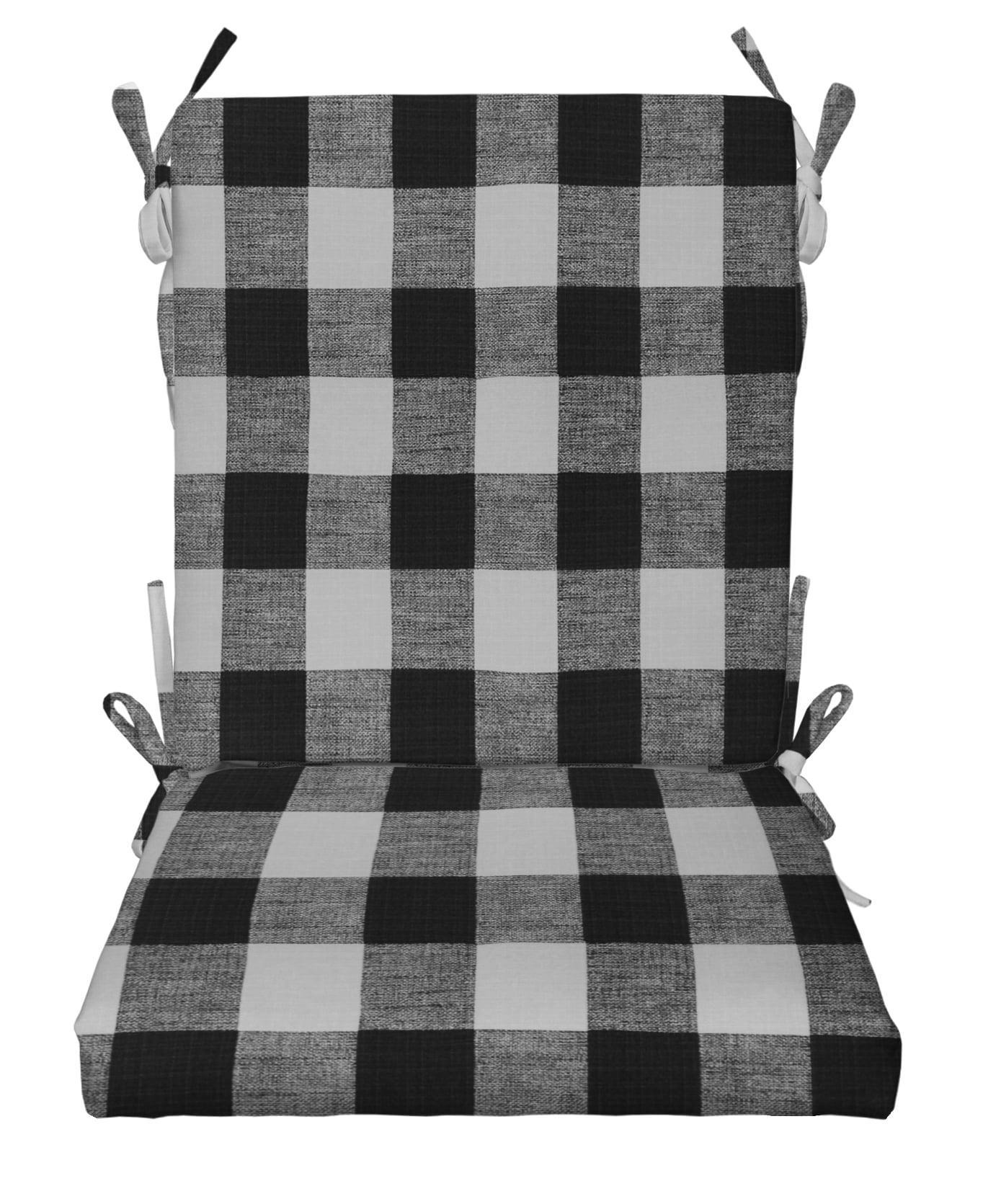 RSH Décor Indoor Outdoor Foam High Back Chair Cushion, Black Buffalo Plaid