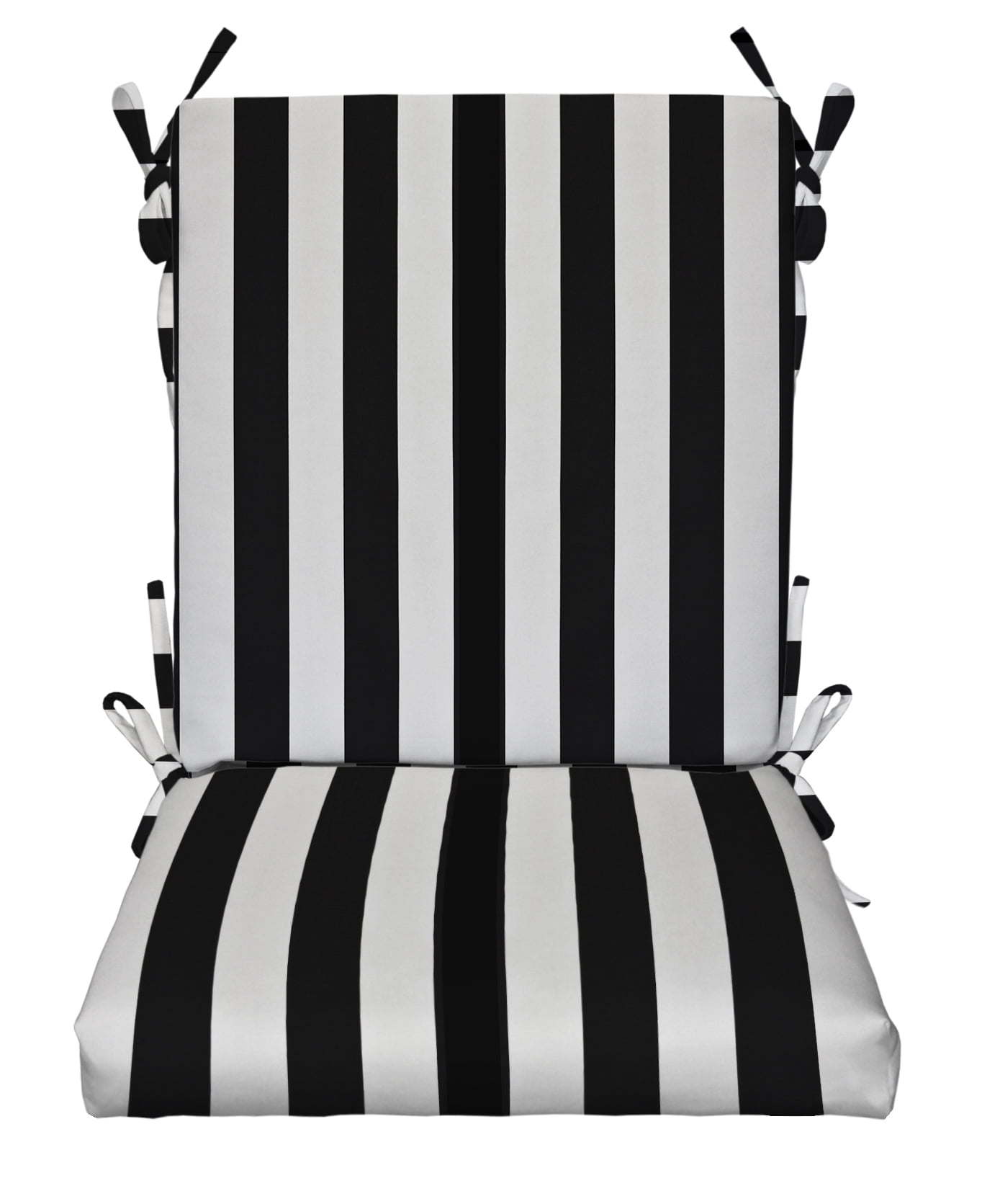 RSH Décor Indoor Outdoor Foam High Back Chair Cushion, Black and White Stripe