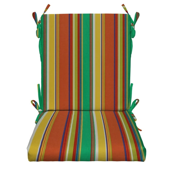 RSH Décor Indoor Outdoor Foam High Back Chair Cushion, Bright Colorful Stripe