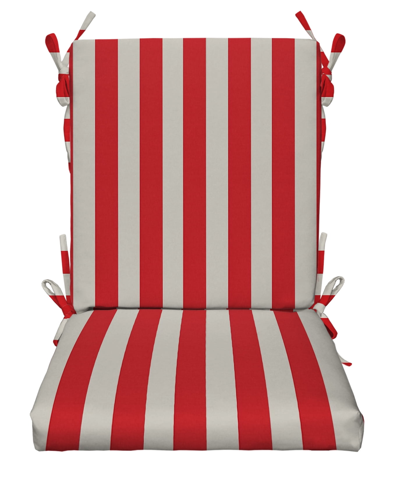 RSH Décor Indoor Outdoor Foam High Back Chair Cushion, Red White Stripe