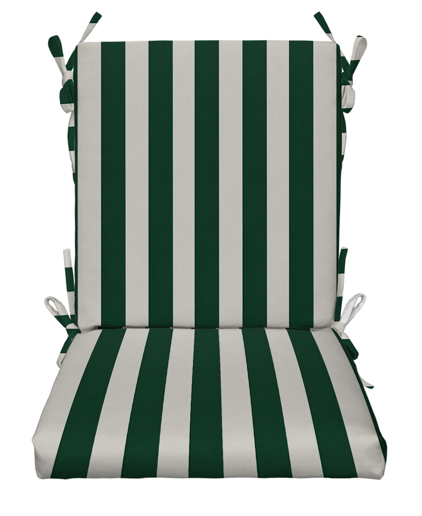 RSH Décor Indoor Outdoor Foam Mid Back Chair Cushion, Hunter Green White Stripe