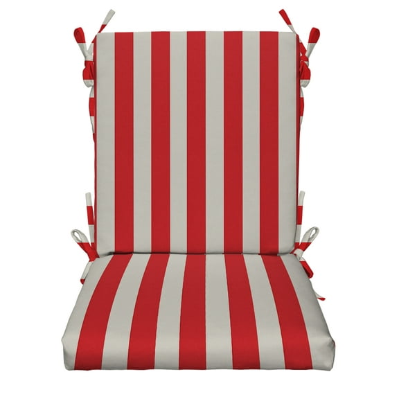 RSH Décor Indoor Outdoor Foam Mid Back Chair Cushion, Red & White Stripe