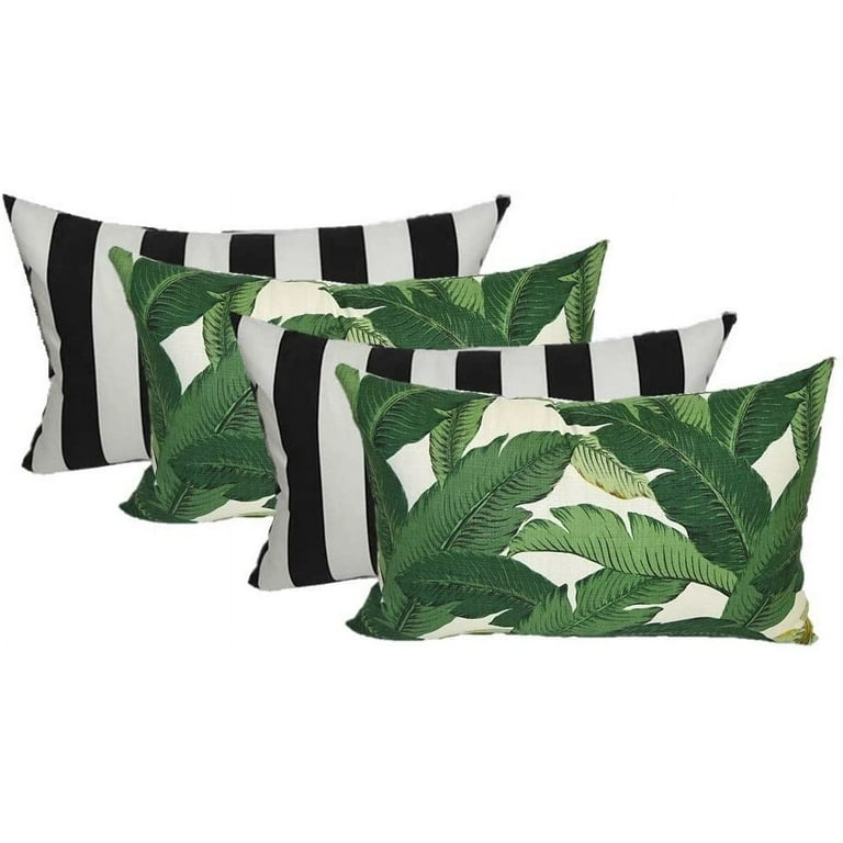 RSH D cor Indoor Outdoor Set of 4 Decorative Rectangle Lumbar Throw Toss Pillows Weather Resistant 20