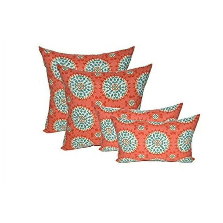 RSH Decor Set of 4 Throw Pillows 20 x 12 Lumbar 17 Square All Weather Spun Fabric Watermelon Sundial Walmart