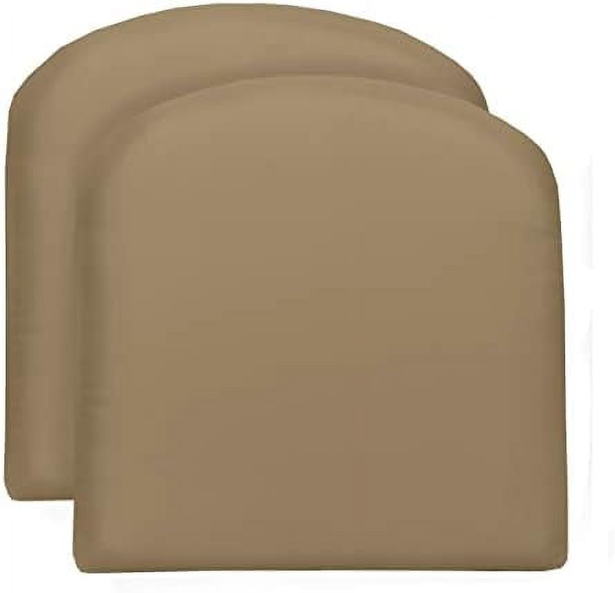 RSH Décor Indoor Outdoor Set Of 2 UShape Wicker Foam Seat Cushions, (Large, Tan)