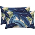 thumbnail image 1 of RSH Décor Indoor Outdoor Set of 2 Lumbar Pillow Weather Resistant 20" x 12", Swaying Palms Blue Escape, 1 of 6
