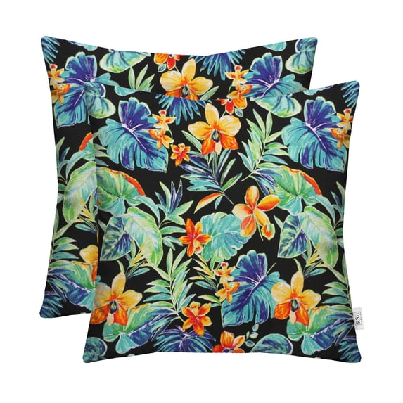 RSH Décor Indoor Outdoor Set of 2 Pillows, 17" x 17", Beachcrest Caviar Floral