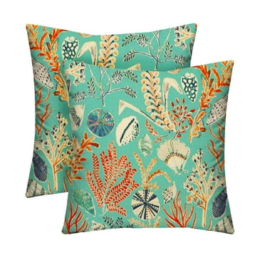 RSH Decor: 2 Square Throw Pillows | 20" x 20" | All-Weather Spun Fabric | Ocean Life Blue