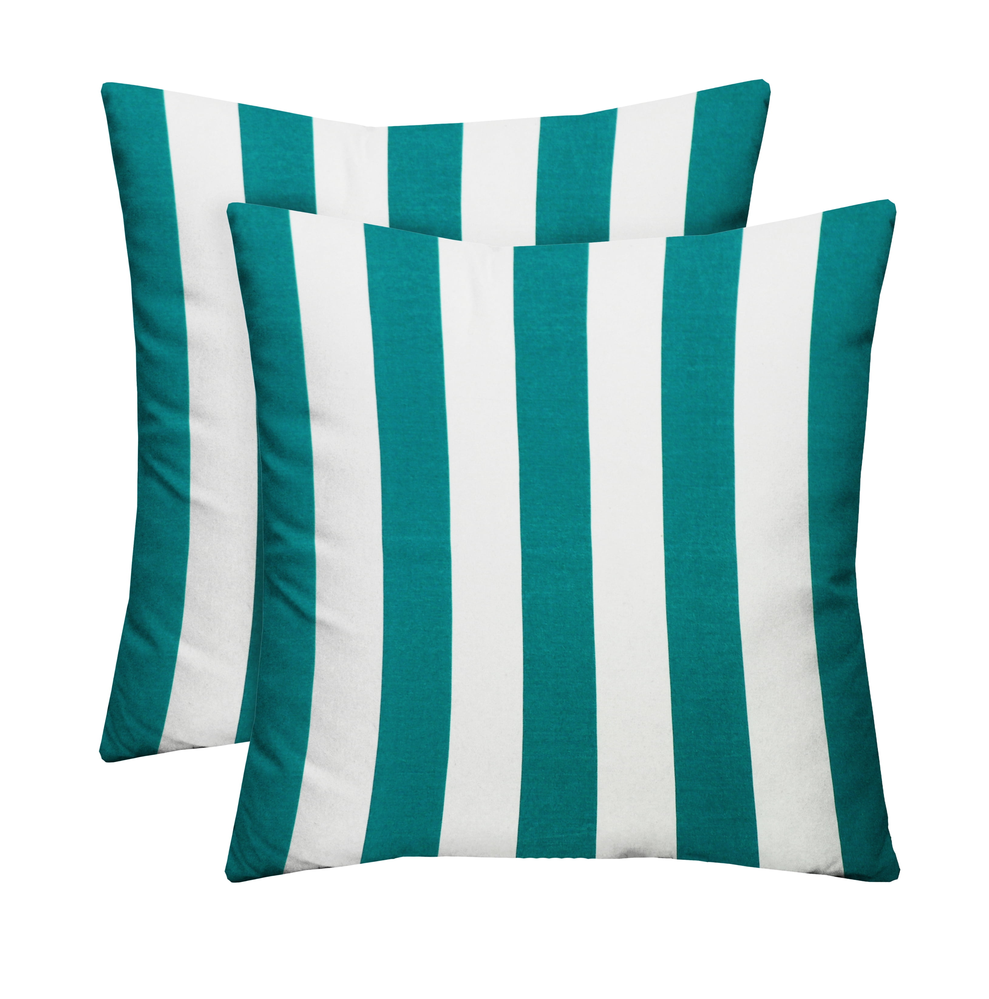 RSH Décor Indoor Outdoor Set of 2 Pillows 20" x 20", Peacock & White Stripe