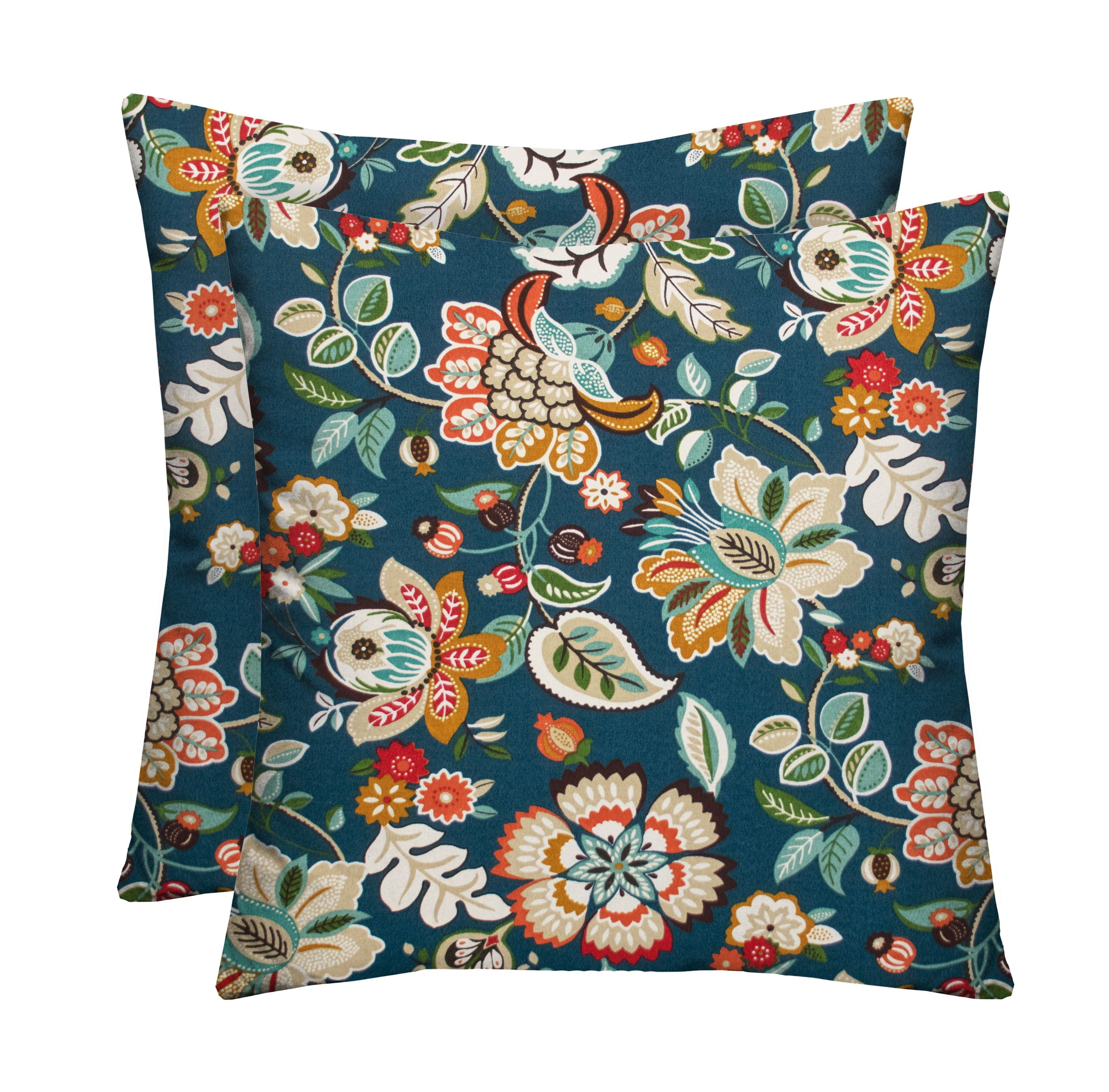 RSH Décor Indoor Outdoor Set of 2 Pillows 20" x 20", Telfair Peacock