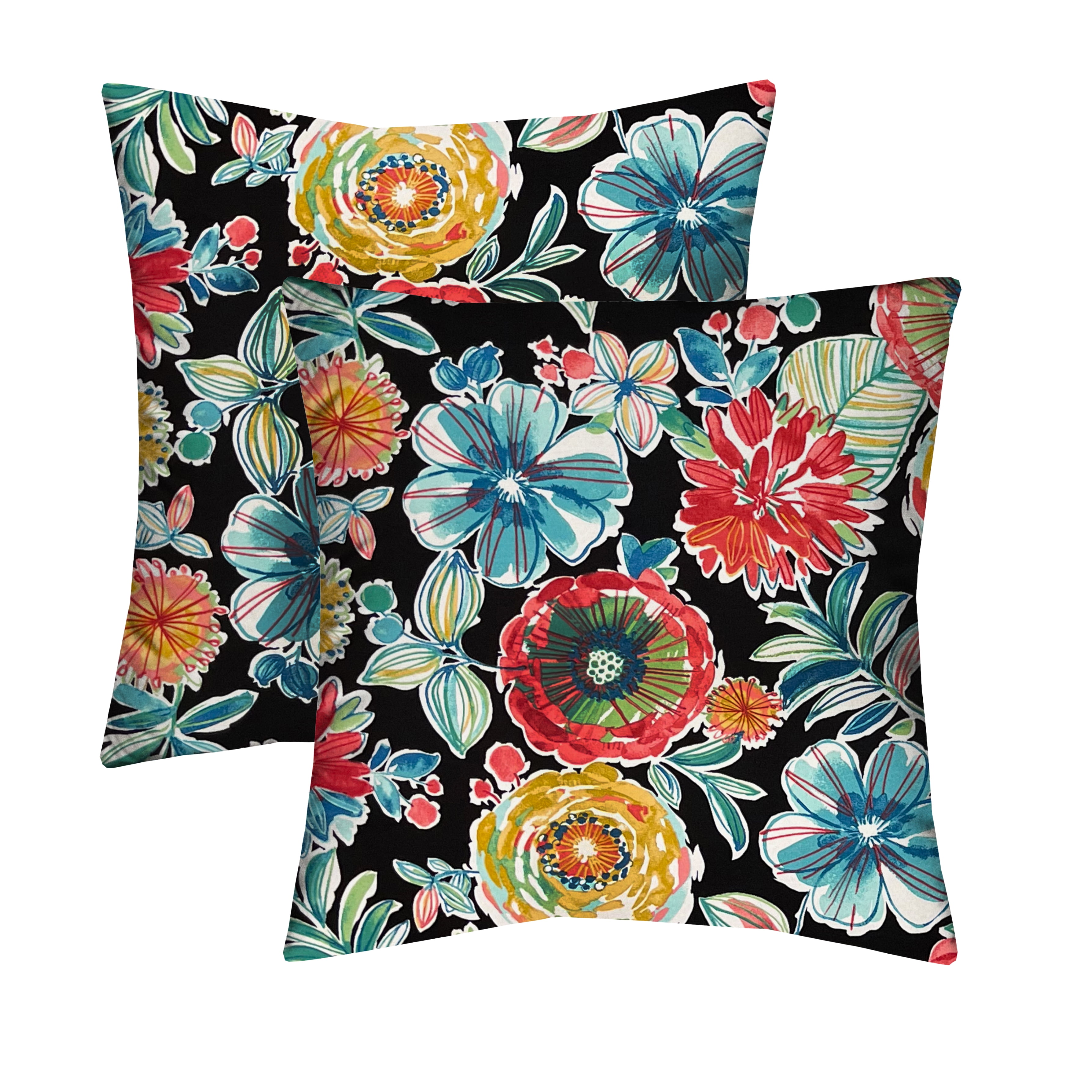 RSH Décor Indoor Outdoor Set of 2 Pillows 24" x 24", Colsen Noir