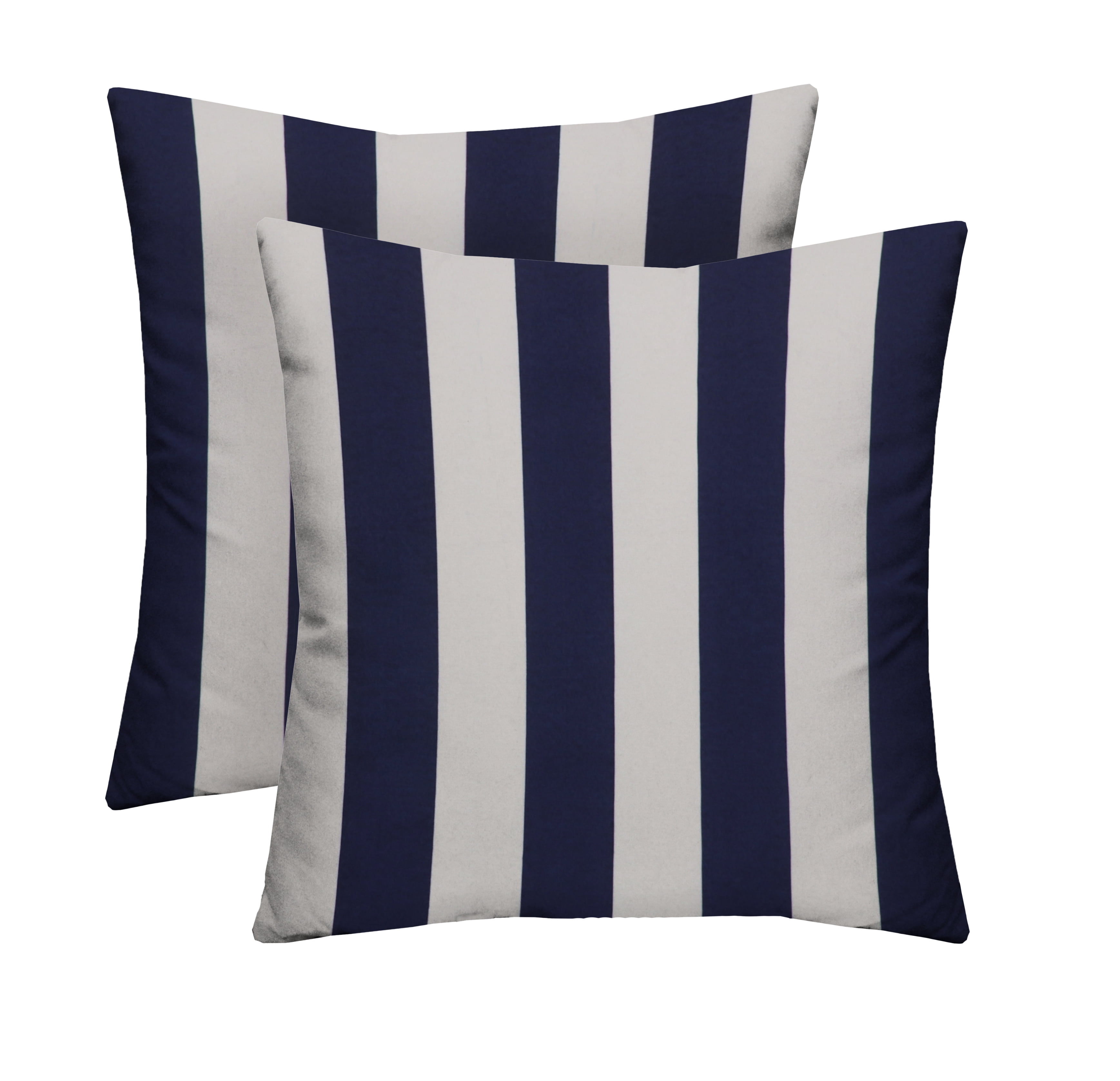 RSH Décor Indoor Outdoor Set of 2 Pillows 24" x 24", Navy Blue & White Stripe