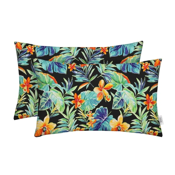 RSH Décor Indoor Outdoor Set of 2 Pillows, 26" x 16", Beachcrest Caviar Floral