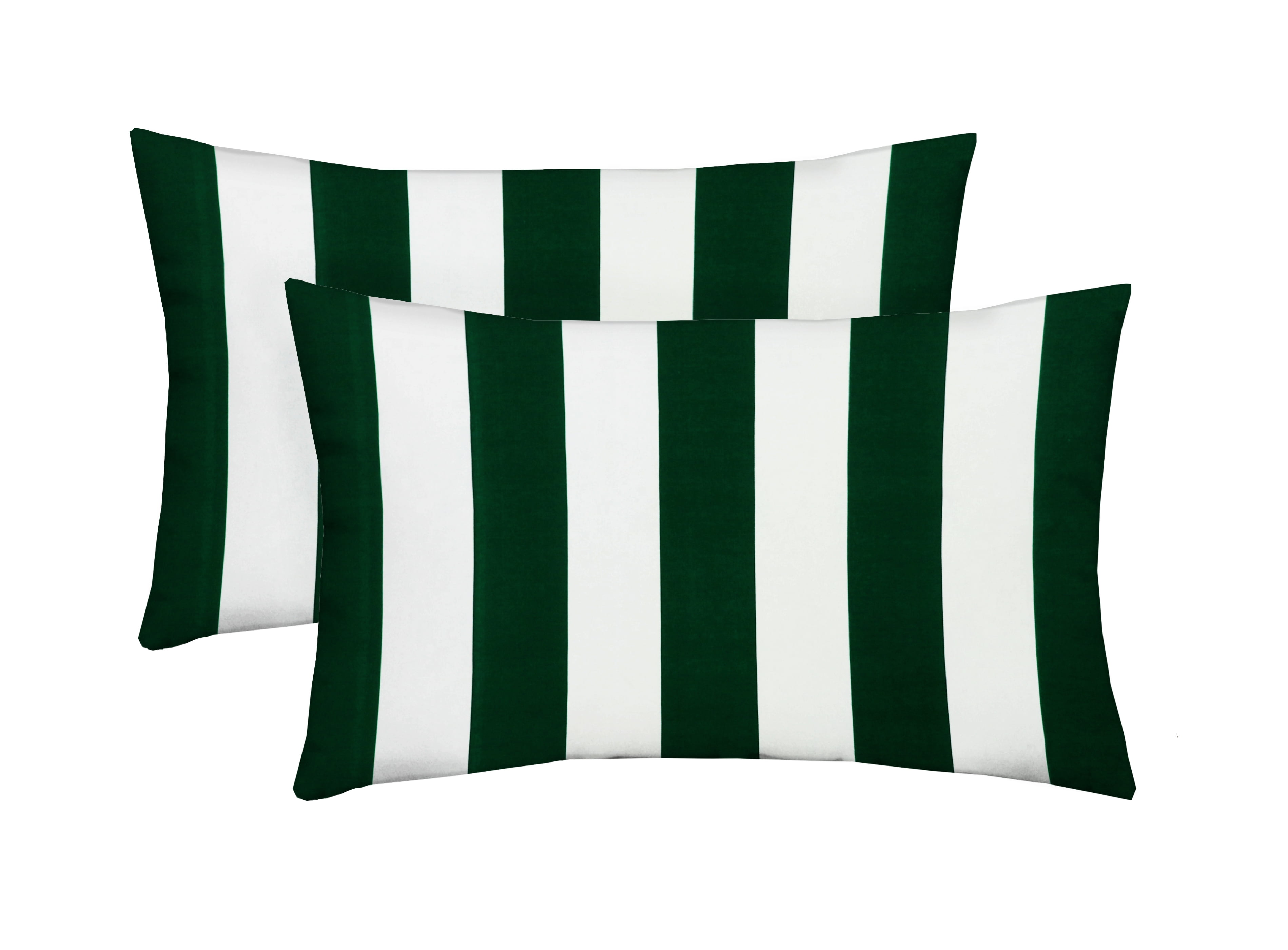 RSH Décor Indoor Outdoor Set of 2 Pillows 26" x 16", Hunter Green & White Stripe