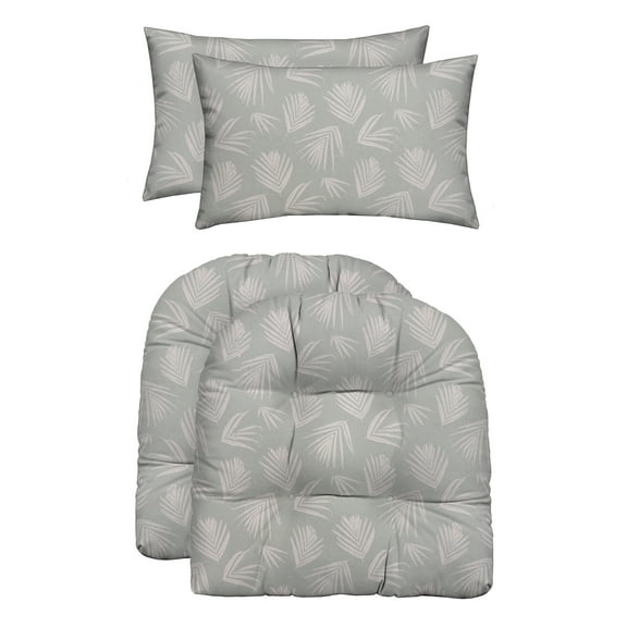 RSH Décor Indoor Outdoor Set of 2 U-Shape Cushions and 2 Lumbar Pillows, Standard, Shade Belmont Blue