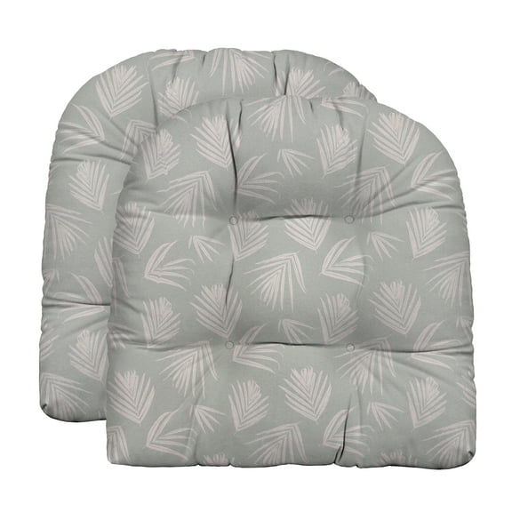 RSH Décor Indoor Outdoor Set of 2 U-Shape Wicker Tufted Seat Cushions Patio, Standard, Shade Belmont Blue