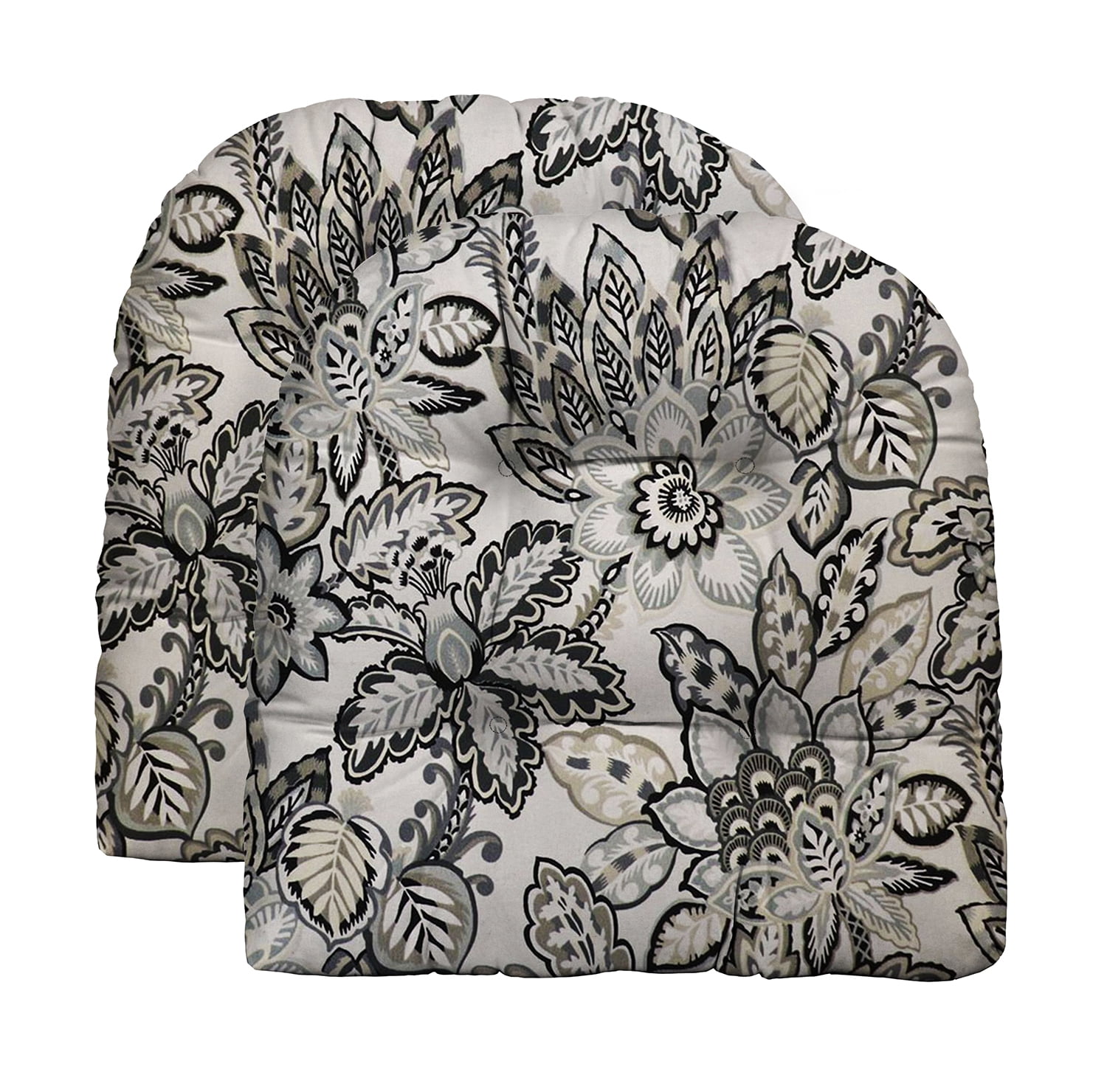 RSH Décor Indoor Outdoor Set of 2 UShape Wicker Tufted Seat Cushions, Standard, Copeland Noir