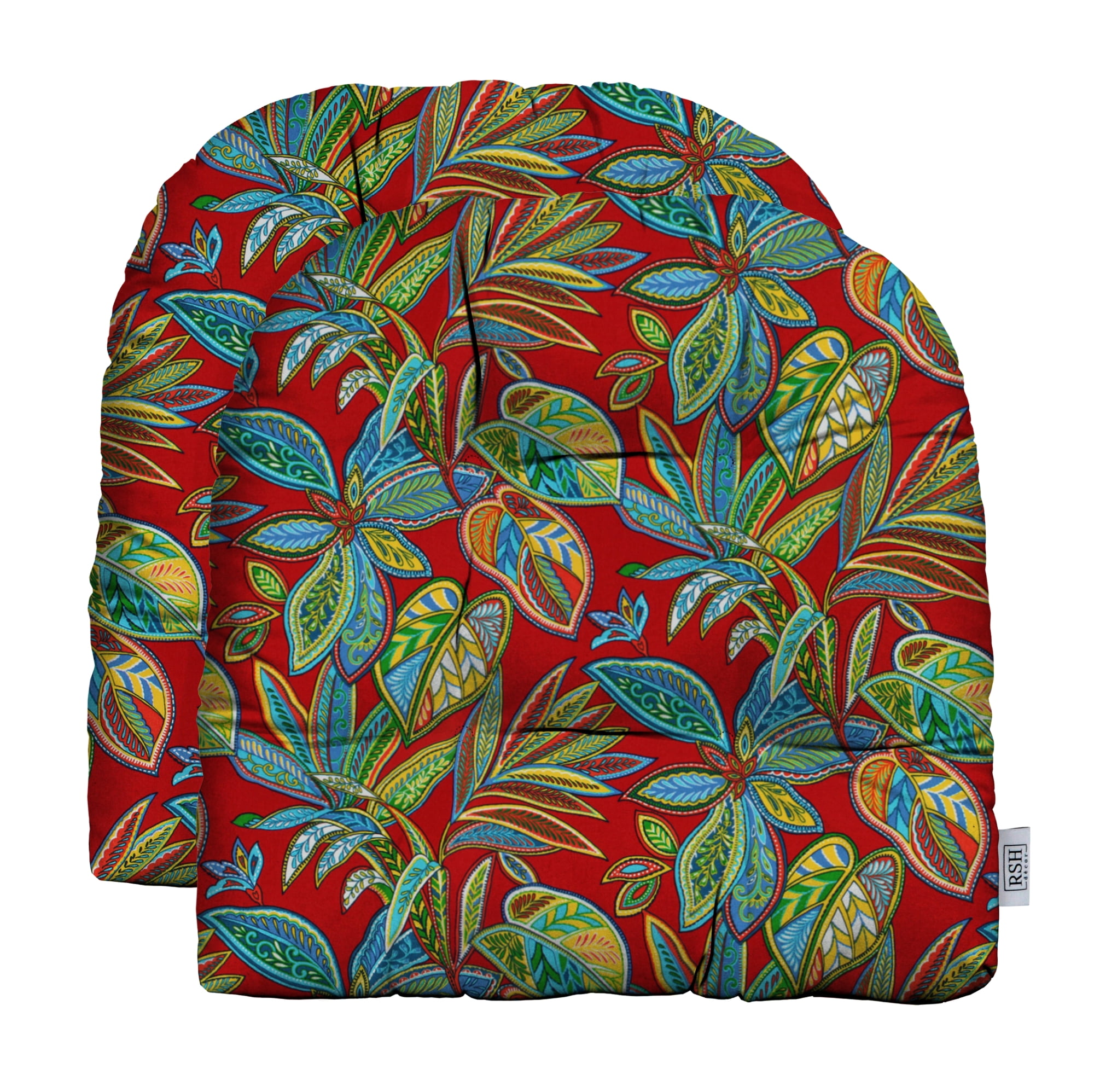 RSH Décor Indoor Outdoor Set of 2 U-Shape Wicker Tufted Seat Cushions ...