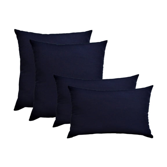 RSH Décor Indoor Outdoor Set of 4 Pillows 17" x 17" + 20" x12", Navy Blue