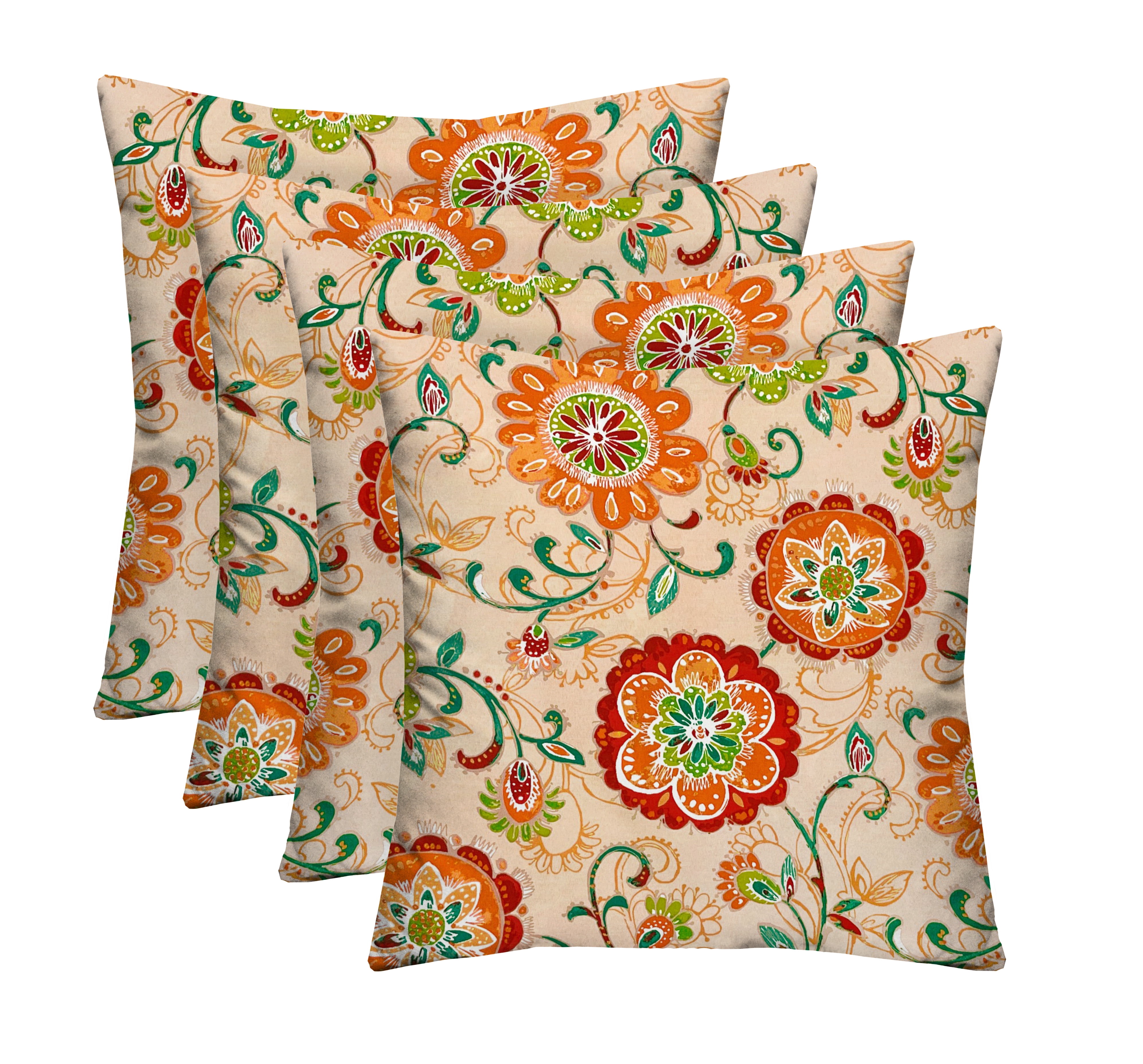 RSH Décor Indoor Outdoor Set of 4 Pillows 17" x 17", Fanfare Sonoma Cream Floral