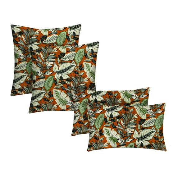 RSH Décor Indoor Outdoor Set of 4 Pillows, 2 - Square 17” x 17” and 2 – Lumbar 20" x 12", Goldcoast Twilight
