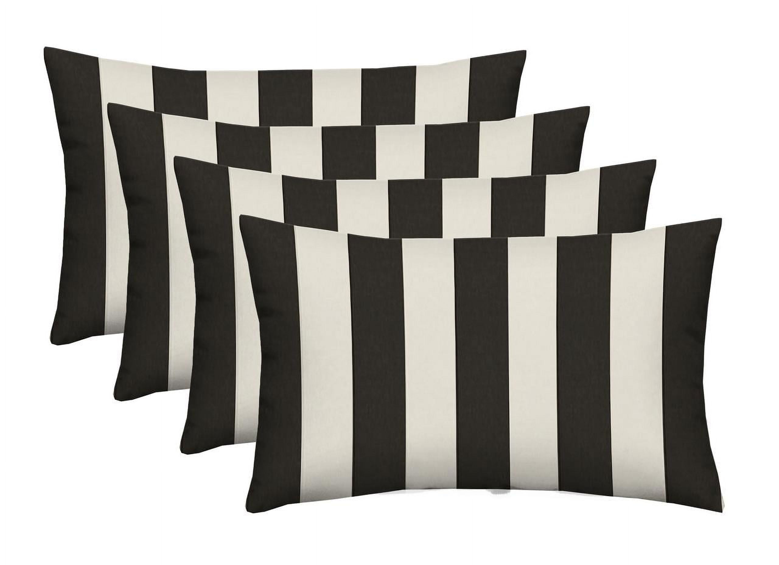 RSH Décor Indoor Outdoor Set of 4 Pillows 20" x 12", Black and White