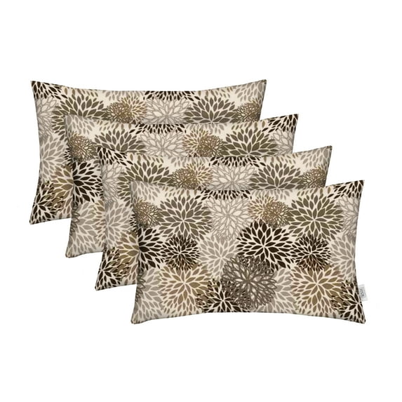 RSH Décor Indoor Outdoor Set of 4 Pillows, 20" x 12", Blooms Matte Black Floral