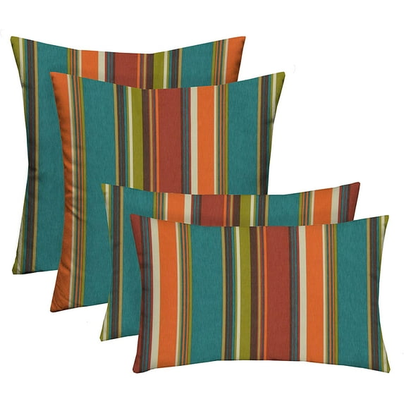 RSH Décor Indoor Outdoor Set of 4 Pillows 20" x 20" + 20" x 12", Westport Teal