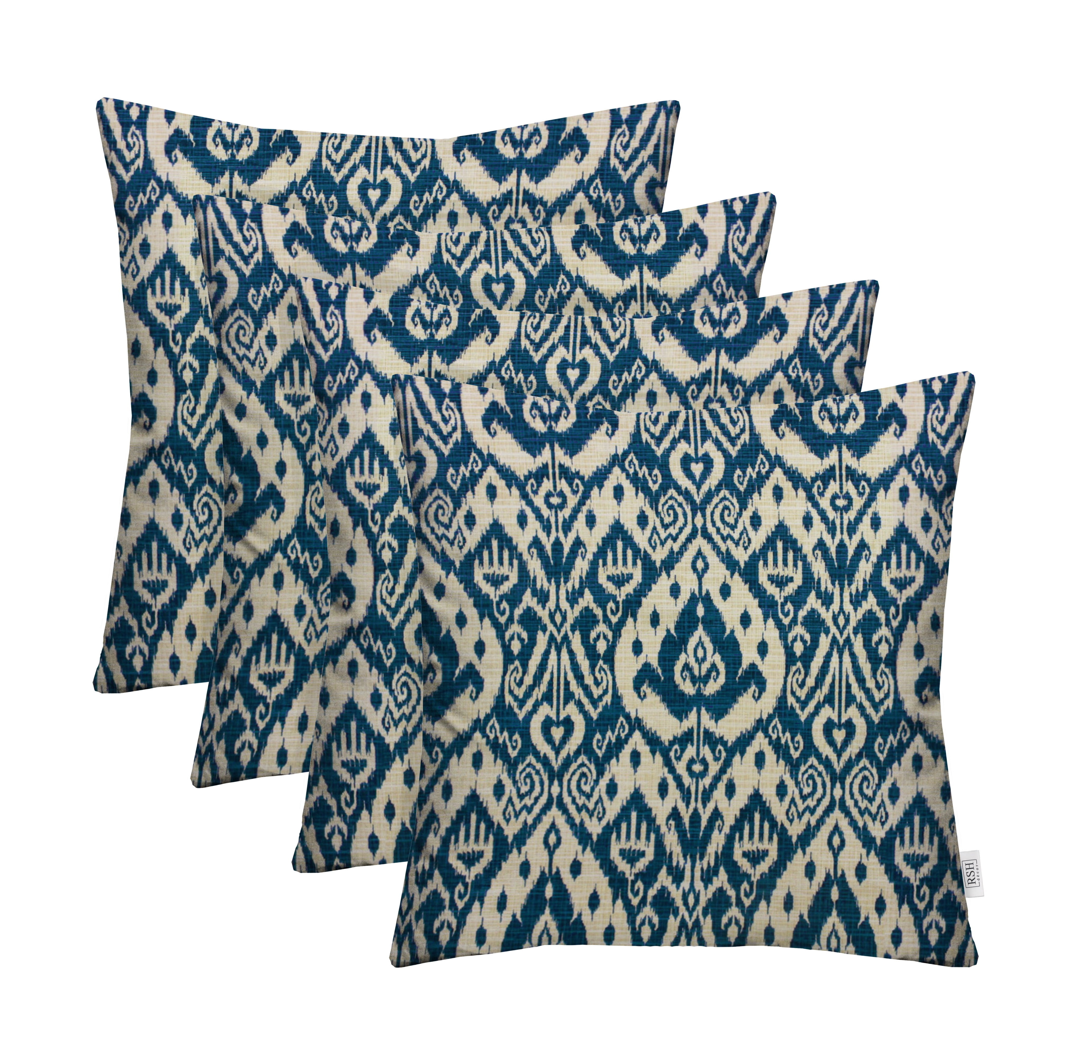 RSH Décor Indoor Outdoor Set of 4 Pillows, 20" x 20", Ashmore Marine Blue